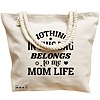 Geanta Canvas Tote pentru femei, model Nothing in this bag belongs to me Mom Life, 40x51 cm, Bej, BEKZ® 17 model Nothing in this bag belongs to me Mom Life