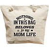 Geanta Canvas Tote pentru femei, model Nothing in this bag belongs to me Mom Life, 40x51 cm, Bej, BEKZ® 16 Geanta Canvas Tote pentru femei