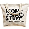 Geanta Canvas Tote pentru femei, model Mom stuff, enter at your own risk, 40x51 cm, Bej, BEKZ® 17 model Mom stuff