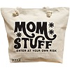 Geanta Canvas Tote pentru femei, model Mom stuff, enter at your own risk, 40x51 cm, Bej, BEKZ® 16 Geanta Canvas Tote pentru femei