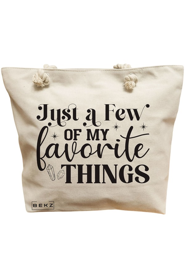 Geanta Canvas Tote pentru femei, model Just a few of my favorite things, 40x51 cm, Bej, BEKZ® 11 Geanta Canvas Tote pentru femei