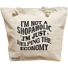 Geanta Canvas Tote pentru femei, model I'm not a shopaholic, I'm just helping the economy, 40x51 cm, Bej, BEKZ® 16 Geanta Canvas Tote pentru femei