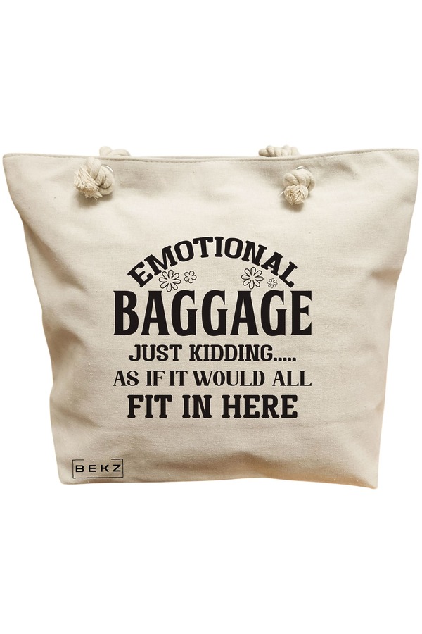 Geanta Canvas Tote pentru femei, model Emotional baggage, 40x51 cm, Bej, BEKZ® 11 Geanta Canvas Tote pentru femei