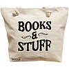 Geanta Canvas Tote pentru femei, model Books and Stuff, 40x51 cm, Bej, BEKZ® 16 Geanta Canvas Tote pentru femei
