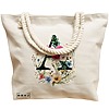 Geanta Canvas Tote pentru femei, Cu litera A in Coronita Florala, 40x51 cm, Bej, BEKZ® 17 Cu litera A in Coronita Florala
