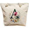 Geanta Canvas Tote pentru femei, Cu litera A in Coronita Florala, 40x51 cm, Bej, BEKZ® 16 Geanta Canvas Tote pentru femei
