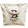 Geanta Canvas Tote pentru femei, Cu litera B in Coronita Florala, 40x51 cm, Bej, BEKZ® 17 Cu litera B in Coronita Florala