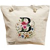 Geanta Canvas Tote pentru femei, Cu litera B in Coronita Florala, 40x51 cm, Bej, BEKZ® 16 Geanta Canvas Tote pentru femei