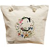 Geanta Canvas Tote pentru femei, Cu litera C in Coronita Florala, 40x51 cm, Bej, BEKZ® 16 Geanta Canvas Tote pentru femei