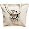 Geanta Canvas Tote pentru femei, Cu litera D in Coronita Florala, 40x51 cm, Bej, BEKZ® 17 Cu litera D in Coronita Florala
