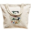 Geanta Canvas Tote pentru femei, Cu litera E in Coronita Florala, 40x51 cm, Bej, BEKZ® 17 Cu litera E in Coronita Florala