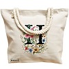 Geanta Canvas Tote pentru femei, Cu litera H in Coronita Florala, 40x51 cm, Bej, BEKZ® 17 Cu litera H in Coronita Florala