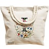 Geanta Canvas Tote pentru femei, Cu litera I in Coronita Florala, 40x51 cm, Bej, BEKZ® 17 Cu litera I in Coronita Florala