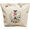 Geanta Canvas Tote pentru femei, Cu litera I in Coronita Florala, 40x51 cm, Bej, BEKZ® 16 Geanta Canvas Tote pentru femei