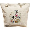 Geanta Canvas Tote pentru femei, Cu litera J in Coronita Florala, 40x51 cm, Bej, BEKZ® 16 Geanta Canvas Tote pentru femei
