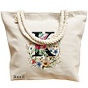 Geanta Canvas Tote pentru femei, Cu litera K in Coronita Florala, 40x51 cm, Bej, BEKZ® 17 Cu litera K in Coronita Florala