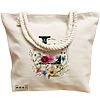 Geanta Canvas Tote pentru femei, Cu litera L in Coronita Florala, 40x51 cm, Bej, BEKZ® 17 Cu litera L in Coronita Florala