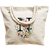 Geanta Canvas Tote pentru femei, Cu litera N in Coronita Florala, 40x51 cm, Bej, BEKZ® 17 Cu litera N in Coronita Florala