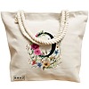 Geanta Canvas Tote pentru femei, Cu litera O in Coronita Florala, 40x51 cm, Bej, BEKZ® 17 Cu litera O in Coronita Florala