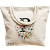 Geanta Canvas Tote pentru femei, Cu litera P in Coronita Florala, 40x51 cm, Bej, BEKZ® 17 Cu litera P in Coronita Florala