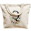 Geanta Canvas Tote pentru femei, Cu litera Q in Coronita Florala, 40x51 cm, Bej, BEKZ® 17 Cu litera Q in Coronita Florala