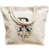 Geanta Canvas Tote pentru femei, Cu litera R in Coronita Florala, 40x51 cm, Bej, BEKZ® 17 Cu litera R in Coronita Florala