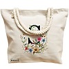 Geanta Canvas Tote pentru femei, Cu litera S in Coronita Florala, 40x51 cm, Bej, BEKZ® 17 Cu litera S in Coronita Florala
