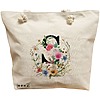 Geanta Canvas Tote pentru femei, Cu litera S in Coronita Florala, 40x51 cm, Bej, BEKZ® 16 Geanta Canvas Tote pentru femei