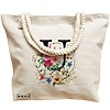 Geanta Canvas Tote pentru femei, Cu litera U in Coronita Florala, 40x51 cm, Bej, BEKZ® 17 Cu litera U in Coronita Florala