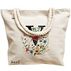 Geanta Canvas Tote pentru femei, Cu litera V in Coronita Florala, 40x51 cm, Bej, BEKZ® 17 Cu litera V in Coronita Florala