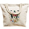 Geanta Canvas Tote pentru femei, Cu litera W in Coronita Florala, 40x51 cm, Bej, BEKZ® 17 Cu litera W in Coronita Florala