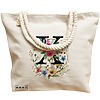Geanta Canvas Tote pentru femei, Cu litera X in Coronita Florala, 40x51 cm, Bej, BEKZ® 17 Cu litera X in Coronita Florala