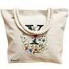 Geanta Canvas Tote pentru femei, Cu litera Y in Coronita Florala, 40x51 cm, Bej, BEKZ® 17 Cu litera Y in Coronita Florala