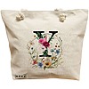 Geanta Canvas Tote pentru femei, Cu litera Y in Coronita Florala, 40x51 cm, Bej, BEKZ® 16 Geanta Canvas Tote pentru femei