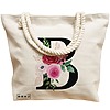 Geanta Canvas Tote pentru femei, Cu litera B si Trandafiri, 40x51 cm, Bej, BEKZ® 17 Cu litera B si Trandafiri