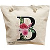 Geanta Canvas Tote pentru femei, Cu litera B si Trandafiri, 40x51 cm, Bej, BEKZ® 16 Geanta Canvas Tote pentru femei