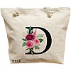 Geanta Canvas Tote pentru femei, Cu litera D si Trandafiri, 40x51 cm, Bej, BEKZ® 16 Geanta Canvas Tote pentru femei