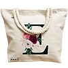 Geanta Canvas Tote pentru femei, Cu litera E si Trandafiri, 40x51 cm, Bej, BEKZ® 17 Cu litera E si Trandafiri
