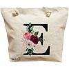 Geanta Canvas Tote pentru femei, Cu litera E si Trandafiri, 40x51 cm, Bej, BEKZ® 16 Geanta Canvas Tote pentru femei
