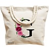 Geanta Canvas Tote pentru femei, Cu litera G si Trandafiri, 40x51 cm, Bej, BEKZ® 17 Cu litera G si Trandafiri