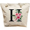 Geanta Canvas Tote pentru femei, Cu litera H si Trandafiri, 40x51 cm, Bej, BEKZ® 16 Geanta Canvas Tote pentru femei