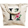 Geanta Canvas Tote pentru femei, Cu litera H si Trandafiri, 40x51 cm, Bej, BEKZ® 17 Cu litera H si Trandafiri