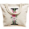 Geanta Canvas Tote pentru femei, Cu litera I si Trandafiri, 40x51 cm, Bej, BEKZ® 17 Cu litera I si Trandafiri