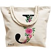 Geanta Canvas Tote pentru femei, Cu litera J si Trandafiri, 40x51 cm, Bej, BEKZ® 17 Cu litera J si Trandafiri