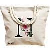 Geanta Canvas Tote pentru femei, Cu litera N si Trandafiri, 40x51 cm, Bej, BEKZ® 17 Cu litera N si Trandafiri