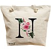 Geanta Canvas Tote pentru femei, Cu litera N si Trandafiri, 40x51 cm, Bej, BEKZ® 16 Geanta Canvas Tote pentru femei