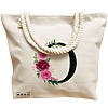 Geanta Canvas Tote pentru femei, Cu litera O si Trandafiri, 40x51 cm, Bej, BEKZ® 17 Cu litera O si Trandafiri