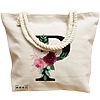 Geanta Canvas Tote pentru femei, Cu litera P si Trandafiri, 40x51 cm, Bej, BEKZ® 17 Cu litera P si Trandafiri
