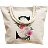 Geanta Canvas Tote pentru femei, Cu litera S si Trandafiri, 40x51 cm, Bej, BEKZ® 17 Cu litera S si Trandafiri
