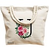 Geanta Canvas Tote pentru femei, Cu litera U si Trandafiri, 40x51 cm, Bej, BEKZ® 17 Cu litera U si Trandafiri
